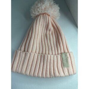 Calvin Klein Pink Beanie Winter Hat Women’s One Size Pom Coquette Y2K Barbiecore